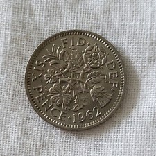 Sixpence 1962 Queen Elizabeth II Lucky Coin Brilliant Condtn Christmas Pudding