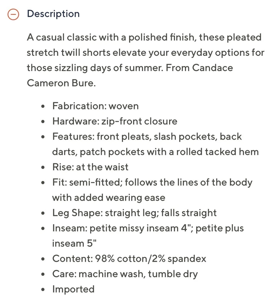 Candace Cameron Bure Petite Pleated Stretch Twill Shorts 16P Mahogany A593154 - Image 2 of 3