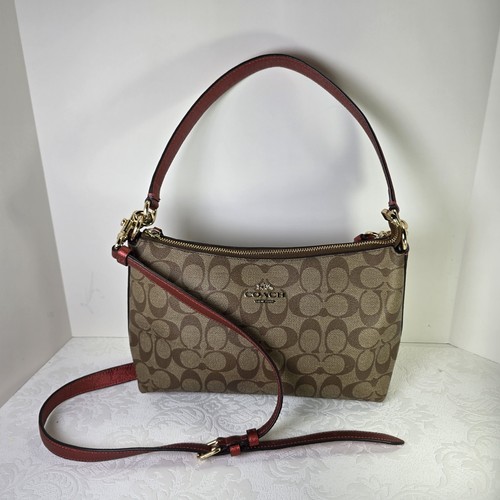 Coach Lewis Khaki/Metallic Clay Signature Coated Canvas Convertible Bag - Picture 14 of 16