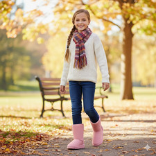 New Warm Winter Childrens Ankle Boots Fur Lined Grip Sole Snug Girls Boys Sizes