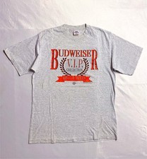 Vintage 80s Budweiser VIP King of Beers T Shirt Adult XL Grey Made in USA Mens