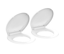 Round White Toilet Seat Quick Release Slow Close Tool-Free Install Easy Clean