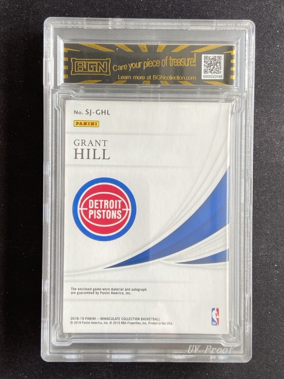Grant Hill 2018-19 Panini Immaculate Sneaker Swatches Auto /10 BGN Au Auto 10 view 2