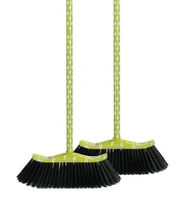 Polka Dot Printed Broom, Designed Green Home Broom, Fine Black Bristles,