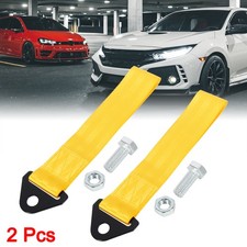 Universal Yellow Car Front Tow Towing Hook Bumper Trailer Belt Strap Pack of 2