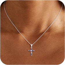 Cross Necklace for Women 14K Gold/Silver Plated Dainty Small Cross Pendant Choke