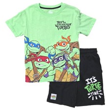 Boys Green  Black TMNT Teenage Mutant Turtle Outfit T-Shirt Top  Shorts Set 8