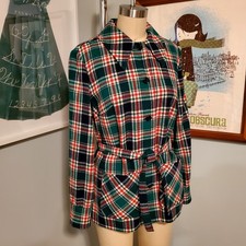 VTG 1960s/70s Pendleton Knockabouts Plaid Green, Cream Red Wool Shirt/Jacket