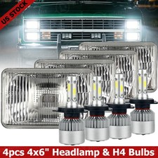 4x 4x6 Led Headlights Hilo For Chevrolet C10 C20 C30 K10 K20 1980-1986 Pickup