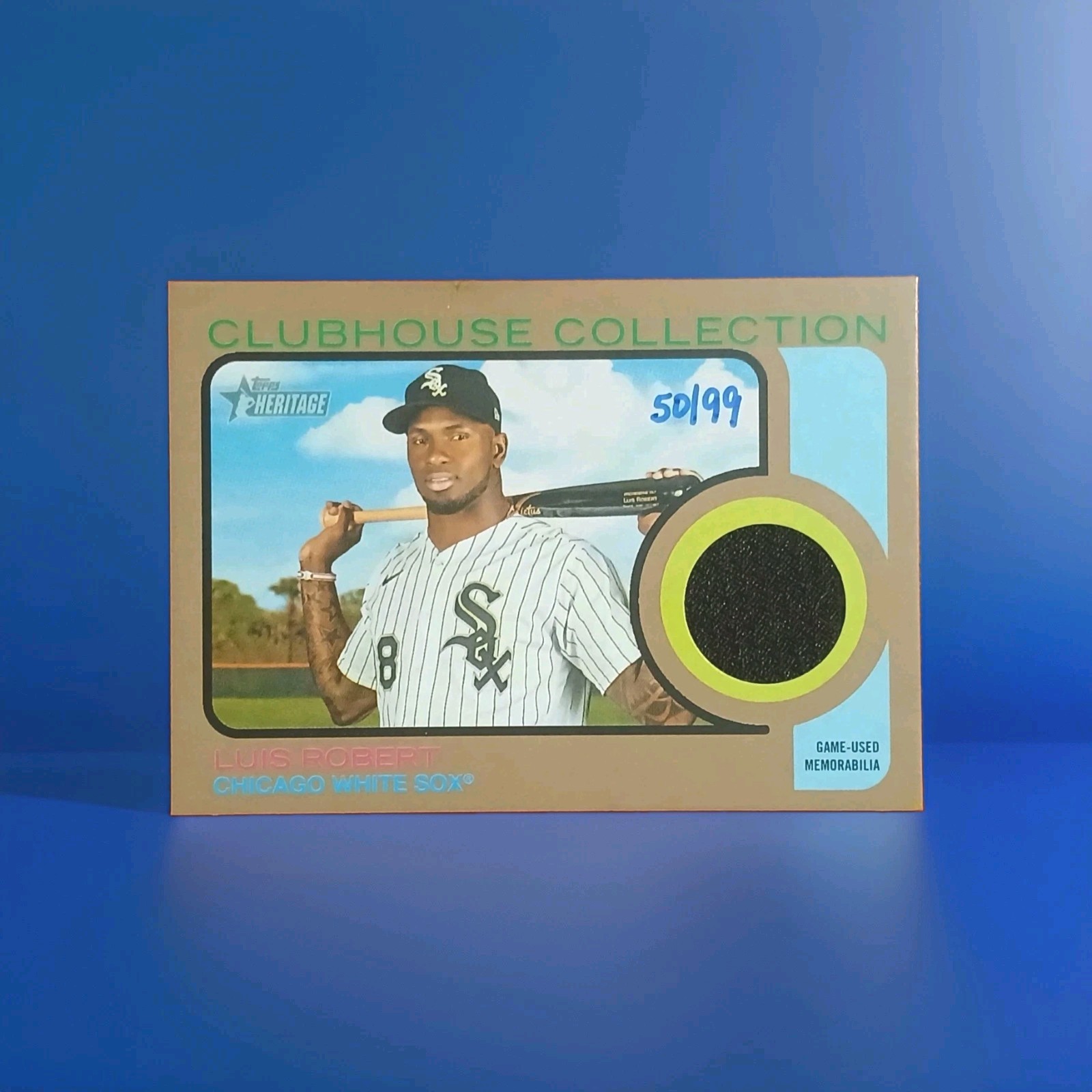 #/99 Luis Robert 2022 Topps Heritage Clubhouse Collection Relics GOLD PARALLEL $