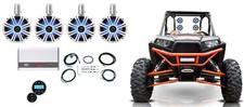 4 KICKER 45KMTC8W 8" 1200 Watt Tower LED Speakers Amp Receiver For RZR/ATV/Cart