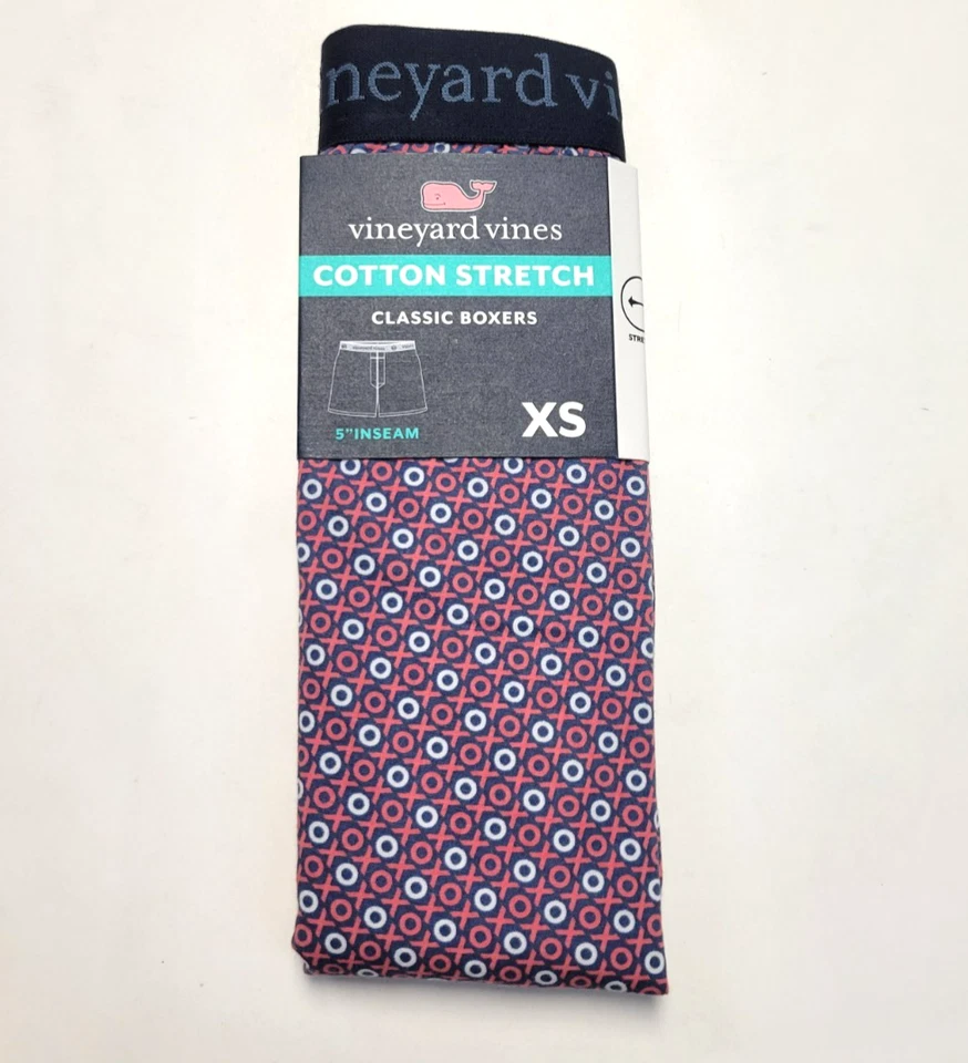 Nova cueca boxer clássica VINEYARD VINES masculina XS X-PEQUENA azul estampa vermelha - Imagem 3 de 4