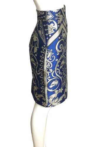 TEMPERLEY - Gonna a matita in broccato multicolore nuova con etichetta, taglia 2 - Foto 3 di 6