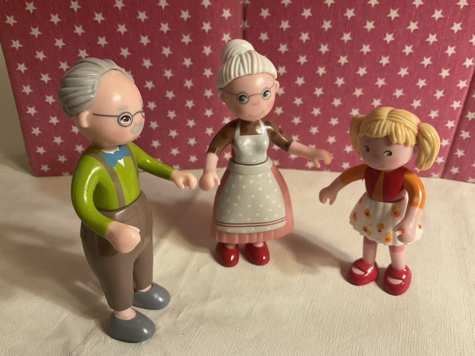 HABA POSABLE LITTLE FRIENDS DOLLHOUSE GRANDMA, GRANDPA, MILL