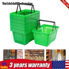 12PCS 18L Mesh Shopping Baskets with Handles Plastic Shopping Basket Portable