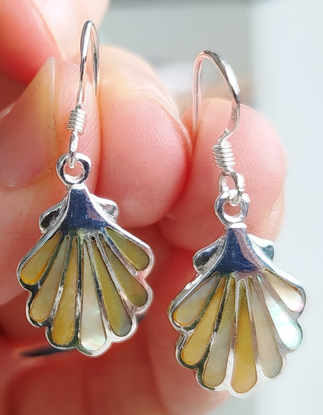 Boucles d'oreilles abalone ormeau argent 925 idée cadeau d'anniversaire originale pour femme