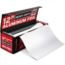 Heavy Duty Aluminum Foil Roll 300 FT x 12 Inch Wrap with Easy Tear Dispenser