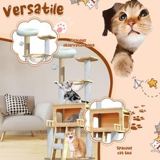 57in Multi-Level Cat Tree Tower Furniture Activity Center with Scratching Posts