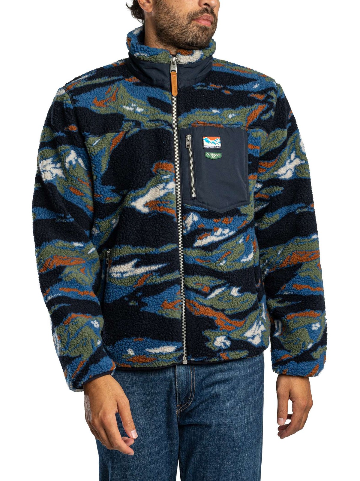 Superdry Mens Terrain Borg Fleece Zip Thru Jacket, Navy, Size Xl, Men - Image 2