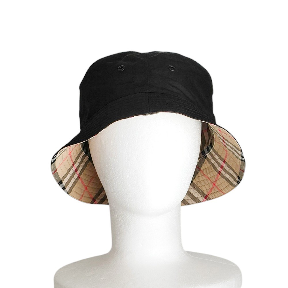 BURBERRY Nova Check Pattern Bucket Hat, Black, 8064349 Women USED