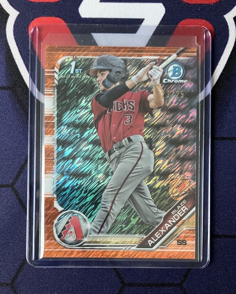 2019 Bowman Chrome Prospects Blaze Alexander BCP-53 Orange Shimmer Refractor /25