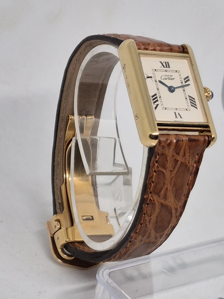 Cartier Tank Must de Cartier ref 2415 argento 925 placcato oro movim cartier 057 - Imagen 4 de 4