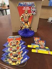 Vintage 1985 He-man Masters Of The Universe Party Kit With Table Topper & 4 Hats