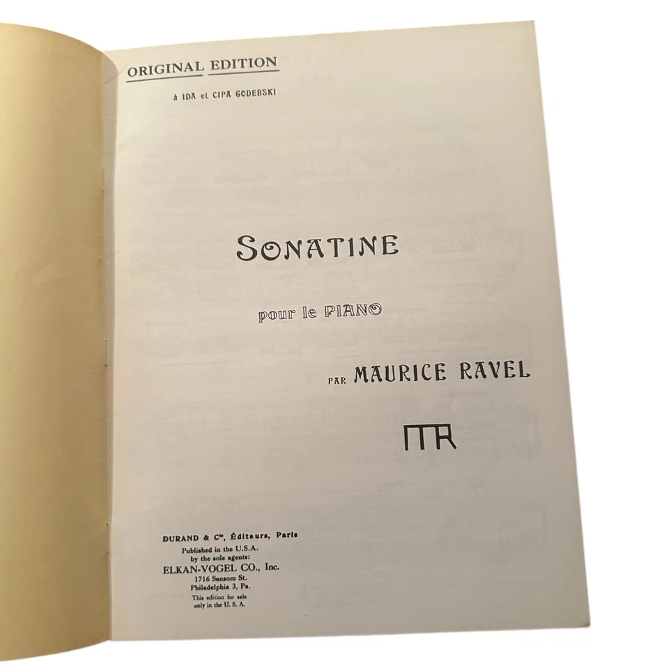 Maurice Ravel Sonatine Pour Le Piano Original Edition Durand Elkan Vogel NOS - Image 3 of 4