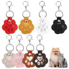 8 Pcs Pet Paw Shaped Leather Keychain with Lobster Clasp,Pet Hair Keychain Se.