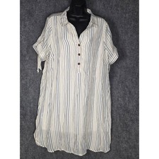 Indigo Rose Women's 2X Striped Button Up Shirt Dress Casual Cottagecore Chic
