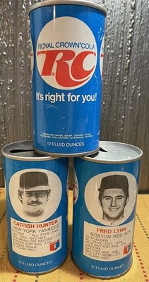 VTG 1970s lot of 3 Royal Crown Cola Steel Soda Pop Cans Me and My RC Lynn Hunter
