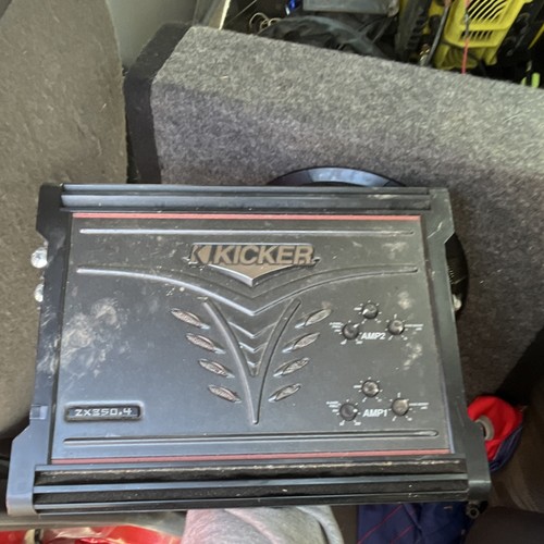 Kicker ZX350.4 Car Audio Amplifier, Subwoofer in Enclosure & Wiring Kit