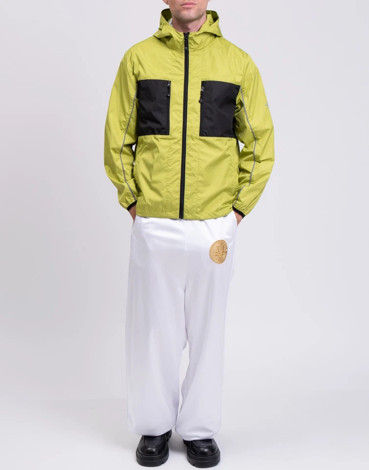 RRP€250 STUSSY Techno Fabric Jacket Size S Green Reflective Trim Hooded - Image 2 of 4