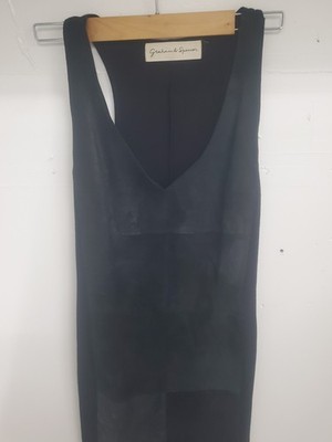 Graham and Spencer black tank dress l suede leather front  size S/M