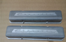 66-67 Corvette 7-fin High Script Straight Bolt Valve Covers-gm3767493-cast Flaw