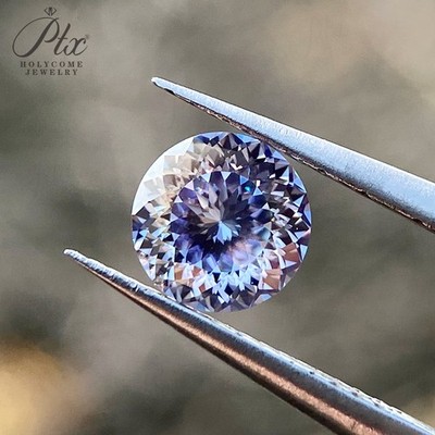 100 Facetten geschliffener Rund Blue Moissanit-Edelstein mit GRA-Zertifikat Pass