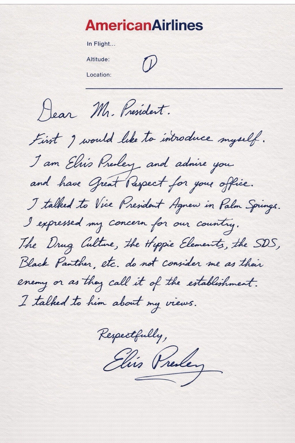 Elvis Presley Letter To The President – Reproduction Memorabilia, Music, History