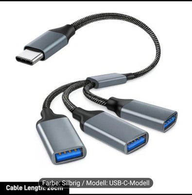 SB-C auf 3x USB Adapter Hub   Splitter Kabel Schnellladen & Datenübertragung