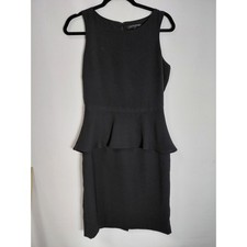BANANA REPUBLIC Black Peplum Dress Solid Sleeveless Knee Length Women Size 4