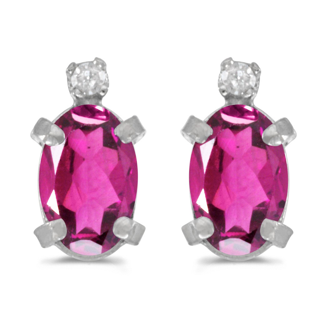 LXR Sterling Silber Oval Pink Topaz und Diamant Ohrringe 086 ct 26690₽