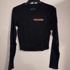 Pure Barre Rib Long Sleeve Tee Color: Black Size: M NEW!