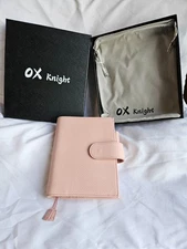 OX Kight A6 Leather Cover with 2 snaps to expand and back pocket (Pink)