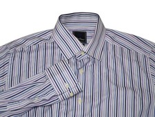 David Donahue Men's Size - 16 Purple Stripe Long Sleeve Button Up Dress Shirt 34