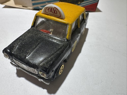 Maxwell Mini 522 Fiat 1100 Taxi Diecast Yellow Cab Vintage Original Dust Rare - Picture 4 of 24