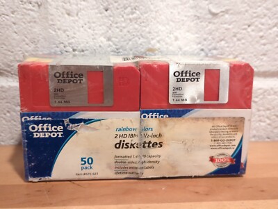 50 Pack 2HD IBM 3.5'' Formated 1.44 MB Diskettes Rainbow  Office Depot *Read