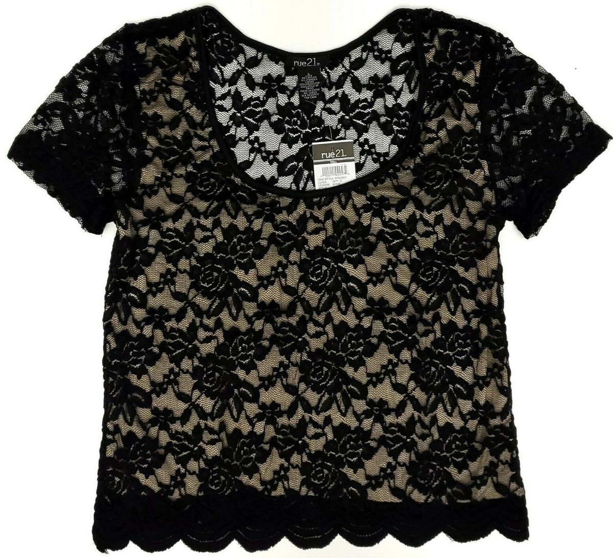 Rue 21 Girls Shirt Lace Black Size Large