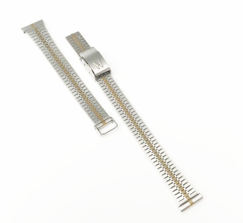 Brandneu Bicolor 12mm Gold Silber Ton S. Stahl Winkelverschluss Uhrenarmband - Bild 4 von 5