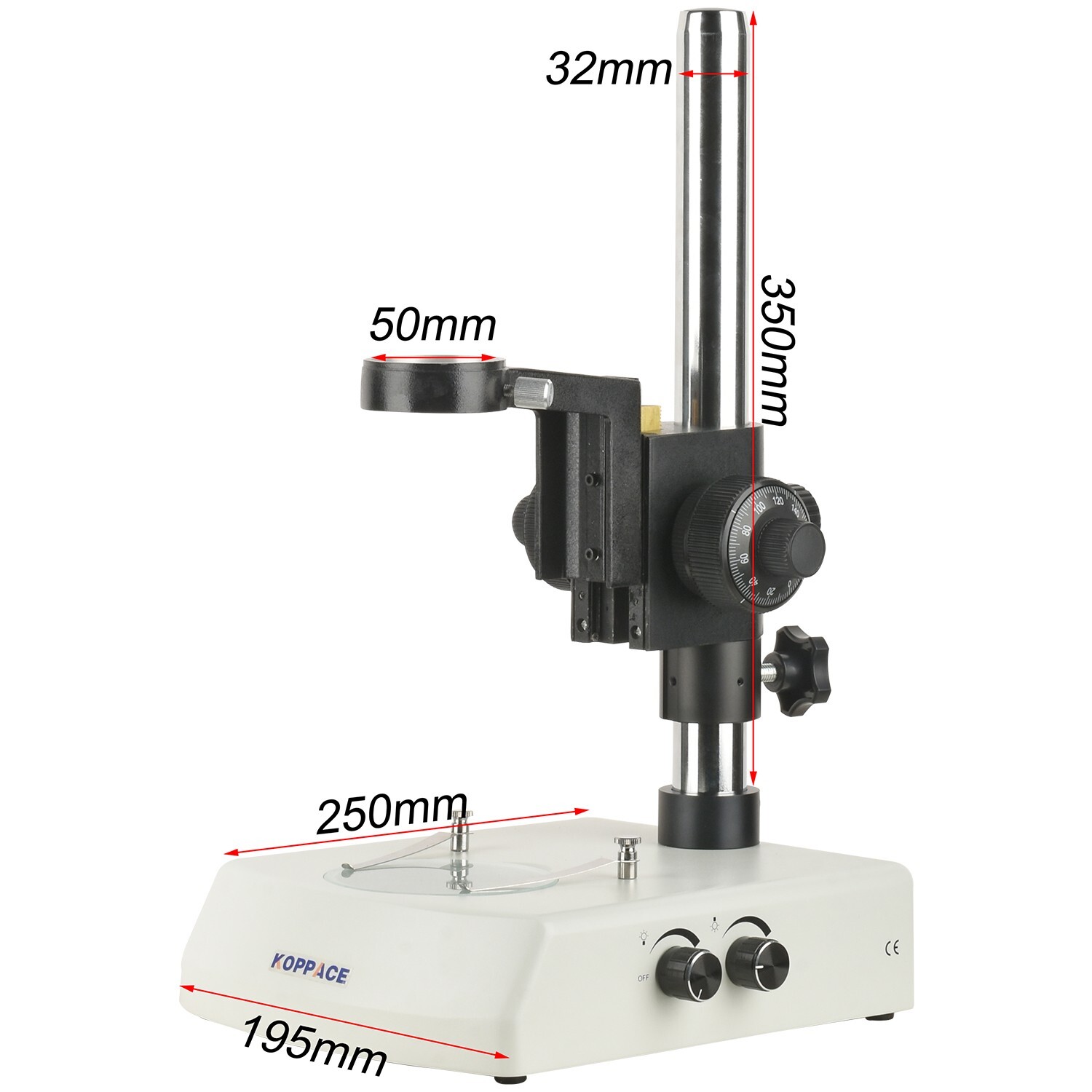 KOPPACE Microscope Bracket, Column Height 350mm, LED Bottom Light Source Bracket
