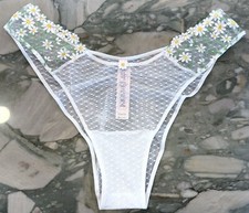 NEW Victoria Secret Dream Angels Daisy Embroidery Brazilian - Coconut White XL