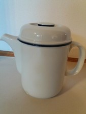 Thomas Scandic Fjord Kaffeekanne Teekanne mit Deckel blauer Rand 17 cm hoch NEU